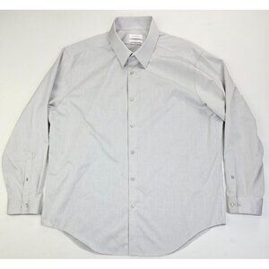 Calvin Klein Slim Fit Non Iron Size 17.5 32-33 Men Gray Performance Cotton Shirt